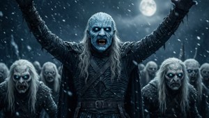 Yön kuningas johtaa armeijaansa lumimyrskyn läpi — Game of thrones kausi 8 Taustakuvat