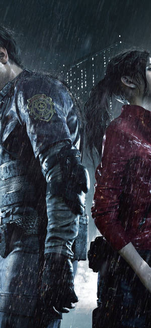 Resident Evil 2 Remake Leon Kennedy ja Claire Redfield iPhone -taustakuva