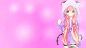 Yuno Gasai Hupparissa Söpöllä Vaaleanpunaisella Taustalla — Söpö anime-tyttö Taustakuvat